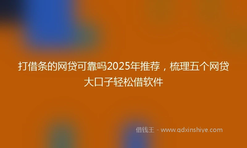 打借条的网贷可靠吗2025年推荐，梳理五个网贷大口子轻松借软件