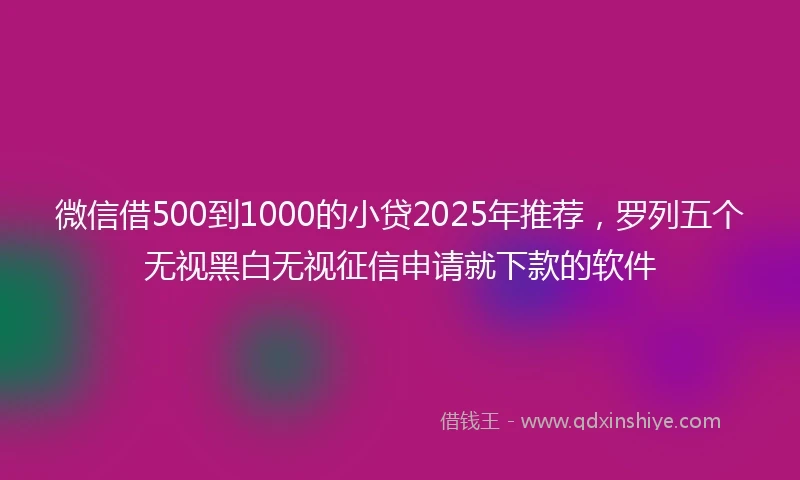 微信借500到1000的小贷2025年推荐,罗列五个无视黑白无视征信申请就下款的软件