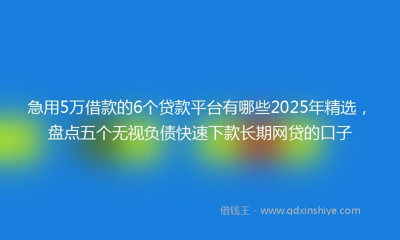 急用5万借款的6个贷款平台有哪些2025年精选，盘点五个无视负债快速下款长期网贷的口子