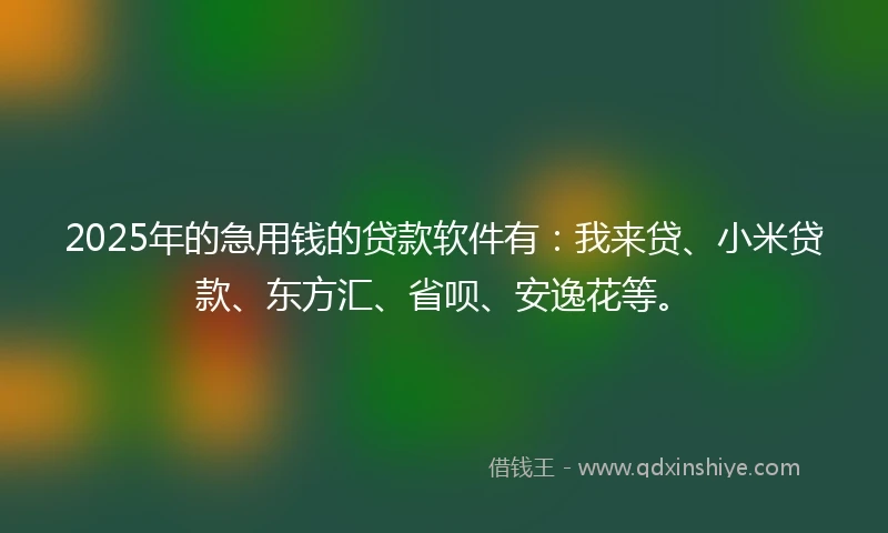 2025年的急用钱的贷款软件有:我来贷、小米贷款、东方汇、省呗、安逸花等。