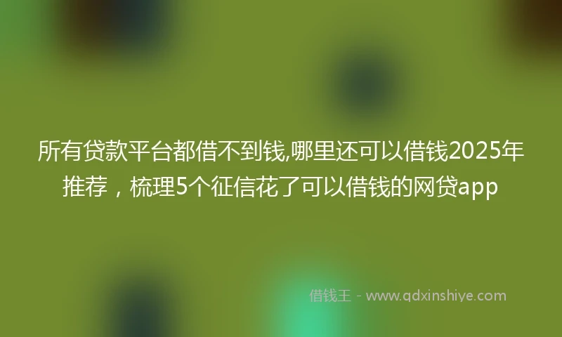 所有贷款平台都借不到钱,哪里还可以借钱2025年推荐，梳理5个征信花了可以借钱的网贷app