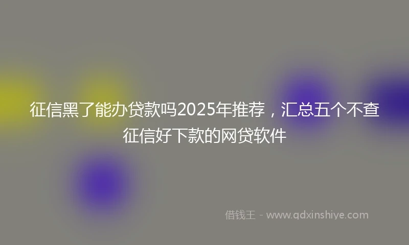征信黑了能办贷款吗2025年推荐，汇总五个不查征信好下款的网贷软件