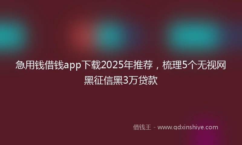 急用钱借钱app下载2025年推荐，梳理5个无视网黑征信黑3万贷款