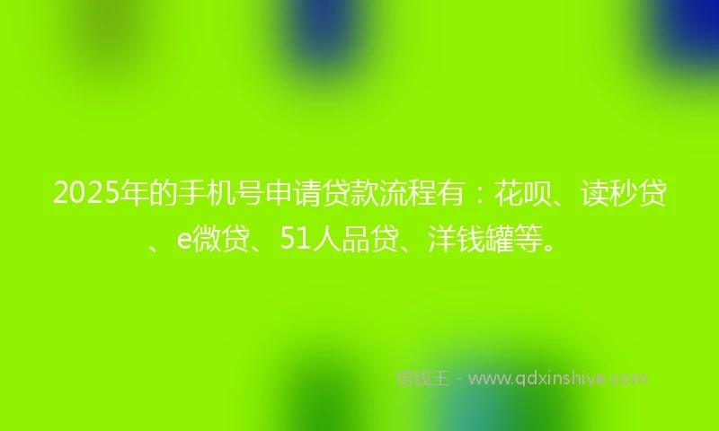 2025年的手机号申请贷款流程有：花呗、读秒贷、e微贷、51人品贷、洋钱罐等。