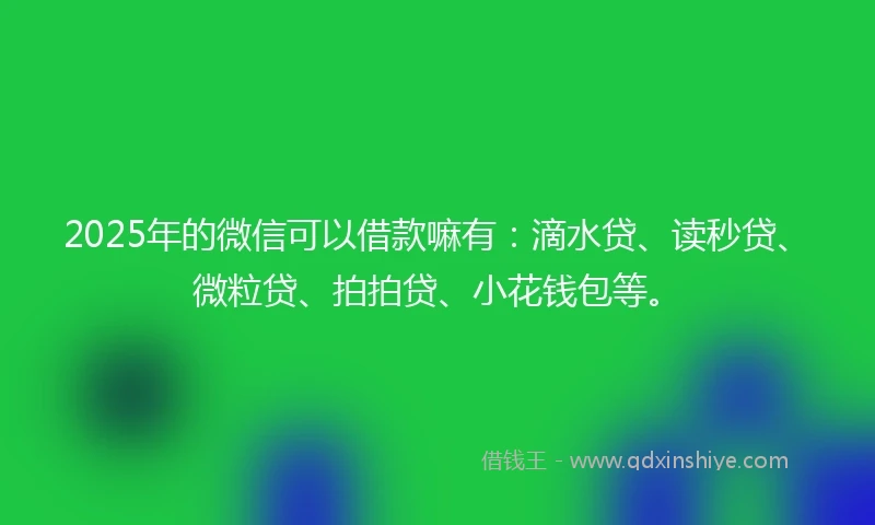2025年的微信可以借款嘛有：滴水贷、读秒贷、微粒贷、拍拍贷、小花钱包等。