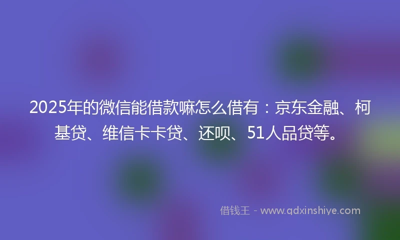 2025年的微信能借款嘛怎么借有：京东金融、柯基贷、维信卡卡贷、还呗、51人品贷等。