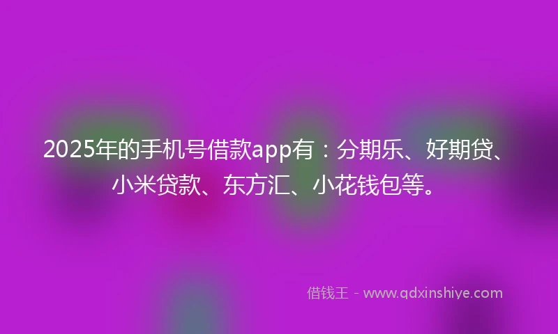 2025年的手机号借款app有：分期乐、好期贷、小米贷款、东方汇、小花钱包等。