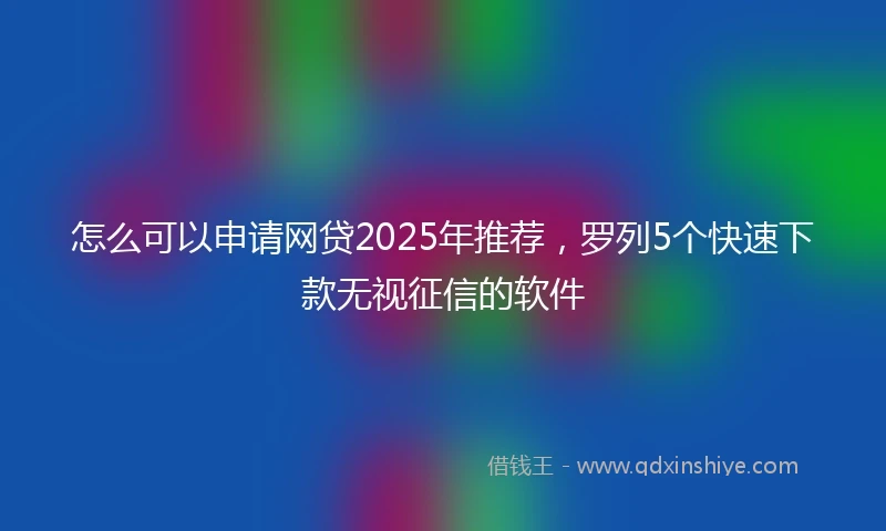 怎么可以申请网贷2025年推荐，罗列5个快速下款无视征信的软件