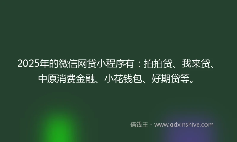 2025年的微信网贷小程序有：拍拍贷、我来贷、中原消费金融、小花钱包、好期贷等。