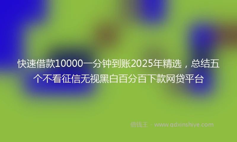 快速借款10000一分钟到账2025年精选，总结五个不看征信无视黑白百分百下款网贷平台