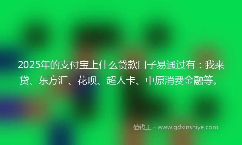 2025年的支付宝上什么贷款口子易通过有：我来贷、东方汇、花呗、超人卡、中原消费金融等。