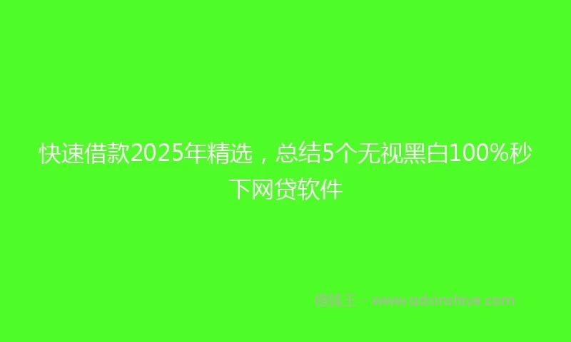 快速借款2025年精选，总结5个无视黑白100%秒下网贷软件