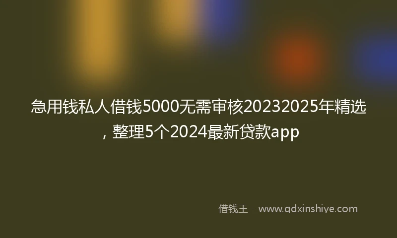 急用钱私人借钱5000无需审核20232025年精选，整理5个2024最新贷款app