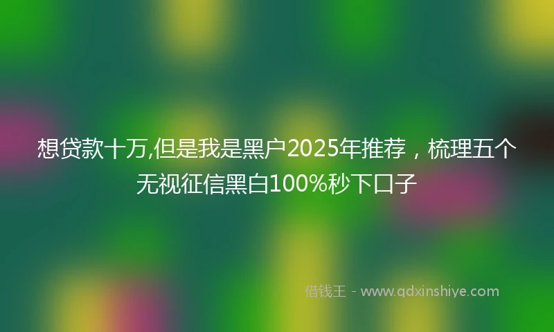 想贷款十万,但是我是黑户2025年推荐，梳理五个无视征信黑白100%秒下口子