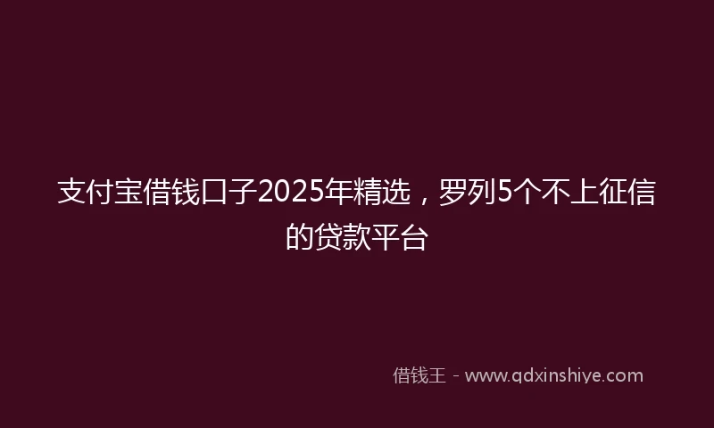 支付宝借钱口子2025年精选，罗列5个不上征信的贷款平台