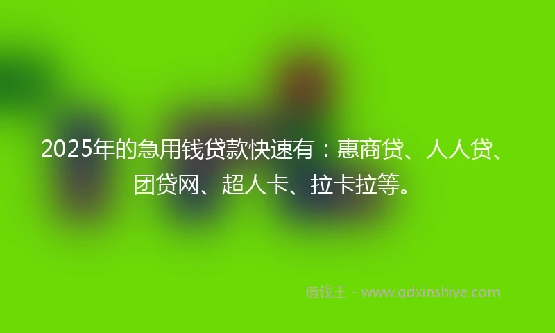2025年的急用钱贷款快速有：惠商贷、人人贷、团贷网、超人卡、拉卡拉等。