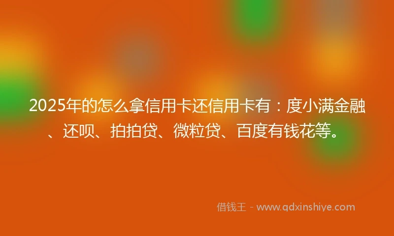2025年的怎么拿信用卡还信用卡有：度小满金融、还呗、拍拍贷、微粒贷、百度有钱花等。