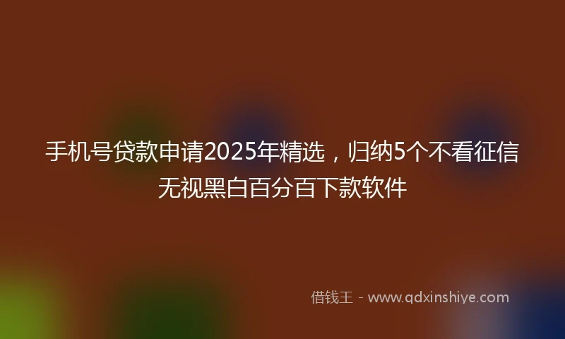 手机号贷款申请2025年精选，归纳5个不看征信无视黑白百分百下款软件