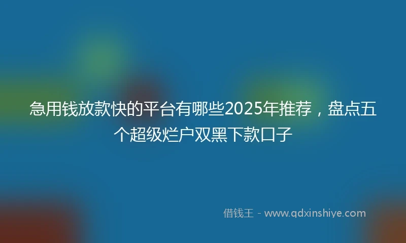 急用钱放款快的平台有哪些2025年推荐，盘点五个超级烂户双黑下款口子