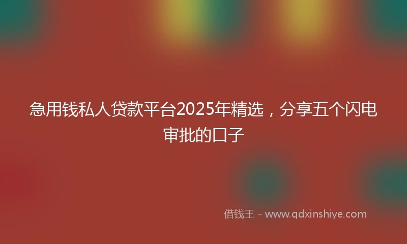 急用钱私人贷款平台2025年精选，分享五个闪电审批的口子
