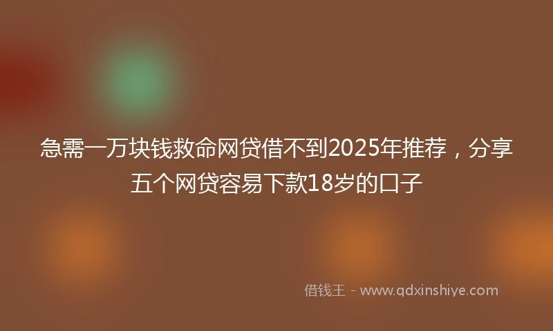 急需一万块钱救命网贷借不到2025年推荐，分享五个网贷容易下款18岁的口子
