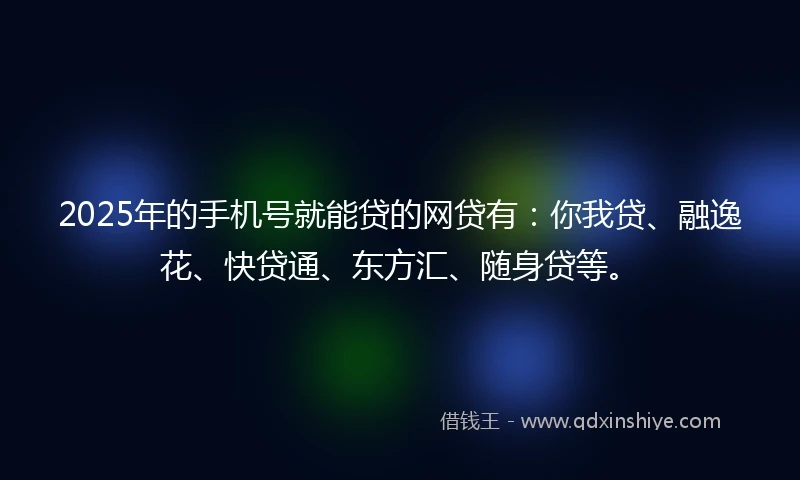 2025年的手机号就能贷的网贷有：你我贷、融逸花、快贷通、东方汇、随身贷等。