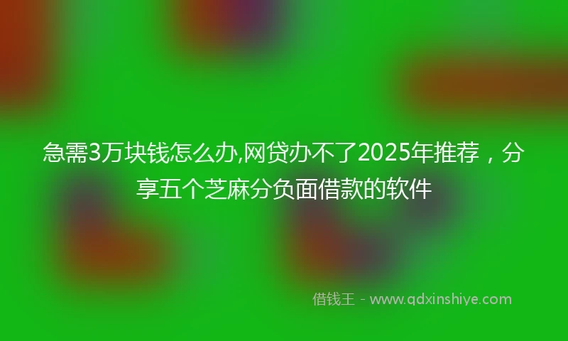 急需3万块钱怎么办,网贷办不了2025年推荐，分享五个芝麻分负面借款的软件