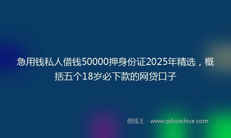 急用钱私人借钱50000押身份证2025年精选，概括五个18岁必下款的网贷口子