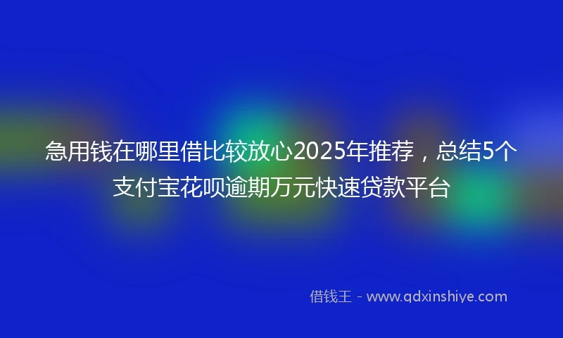 急用钱在哪里借比较放心2025年推荐，总结5个支付宝花呗逾期万元快速贷款平台
