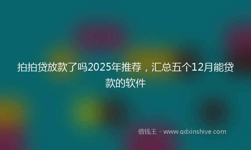 拍拍贷放款了吗2025年推荐，汇总五个12月能贷款的软件