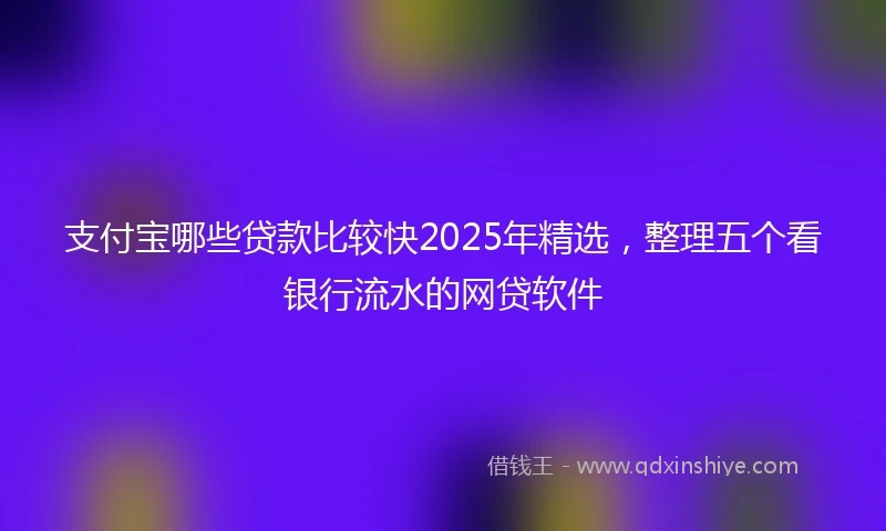支付宝哪些贷款比较快2025年精选，整理五个看银行流水的网贷软件