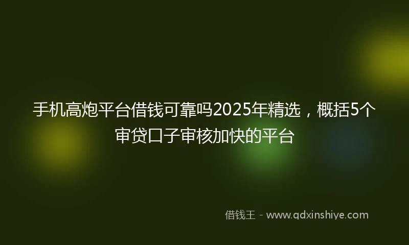 手机高炮平台借钱可靠吗2025年精选，概括5个审贷口子审核加快的平台