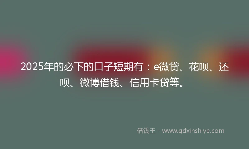 2025年的必下的口子短期有：e微贷、花呗、还呗、微博借钱、信用卡贷等。