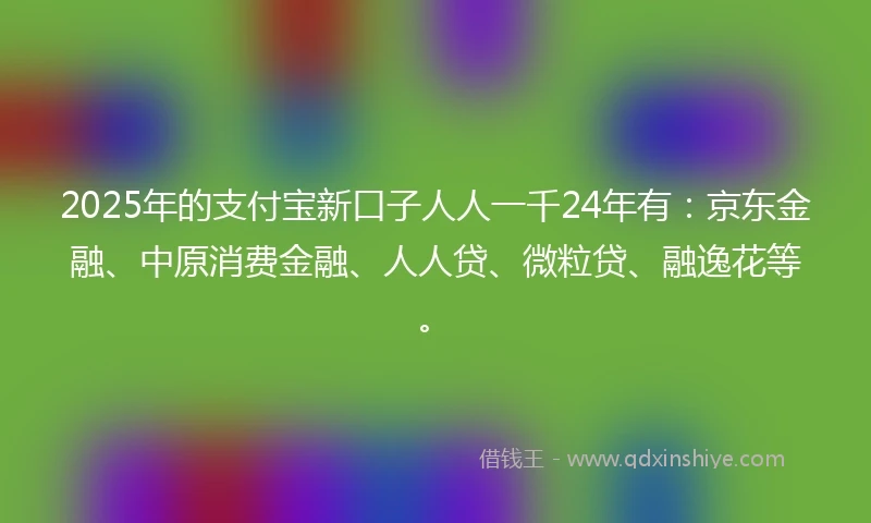 2025年的支付宝新口子人人一千24年有：京东金融、中原消费金融、人人贷、微粒贷、融逸花等。