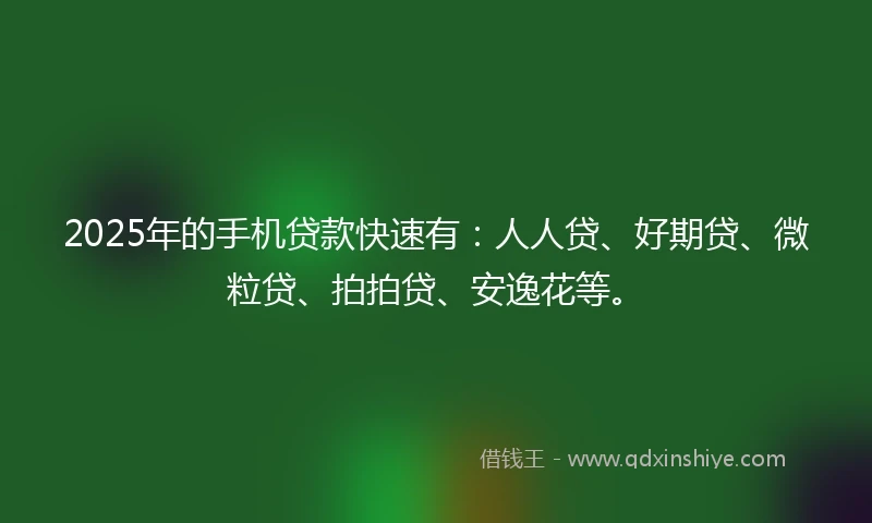 2025年的手机贷款快速有：人人贷、好期贷、微粒贷、拍拍贷、安逸花等。