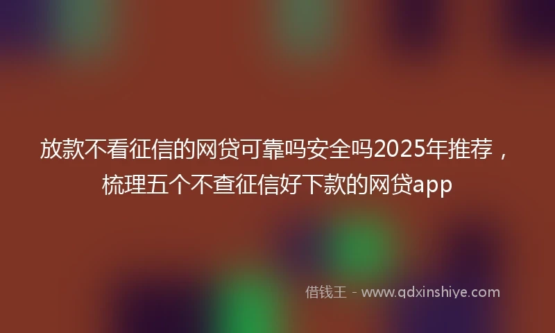 放款不看征信的网贷可靠吗安全吗2025年推荐，梳理五个不查征信好下款的网贷app