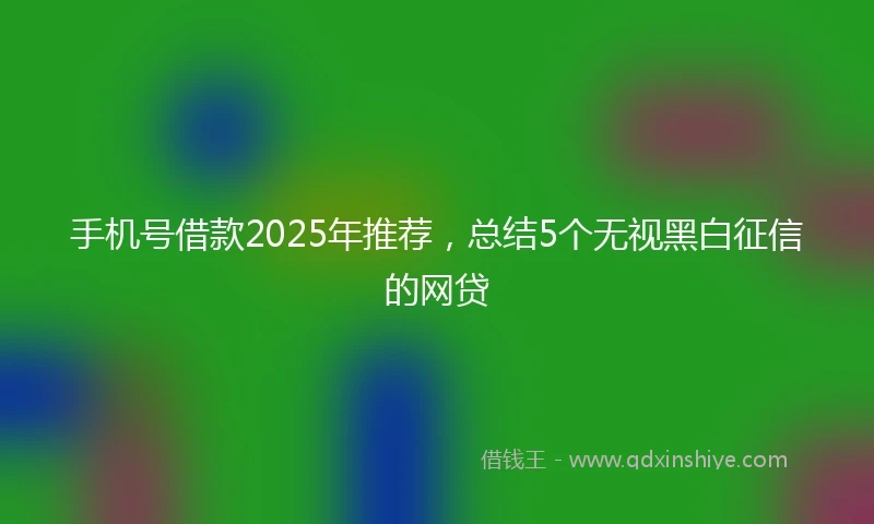 手机号借款2025年推荐，总结5个无视黑白征信的网贷