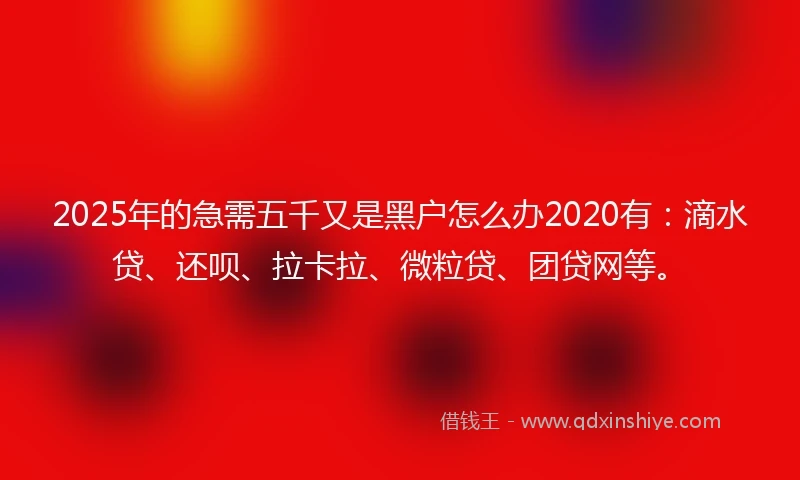 2025年的急需五千又是黑户怎么办2020有：滴水贷、还呗、拉卡拉、微粒贷、团贷网等。