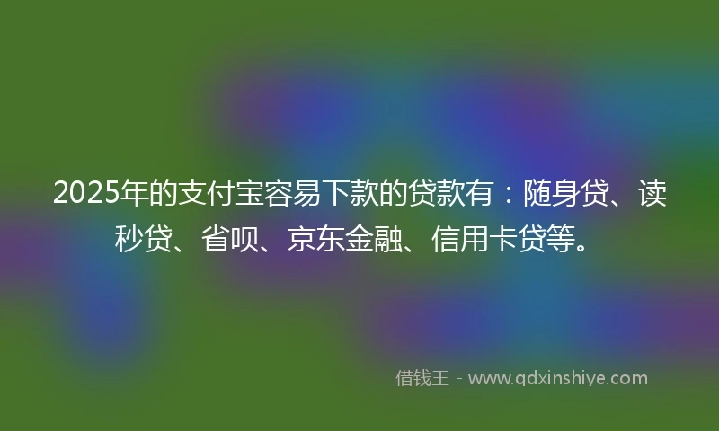 2025年的支付宝容易下款的贷款有：随身贷、读秒贷、省呗、京东金融、信用卡贷等。