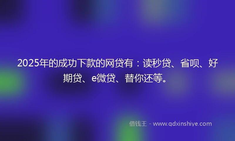 2025年的成功下款的网贷有：读秒贷、省呗、好期贷、e微贷、替你还等。