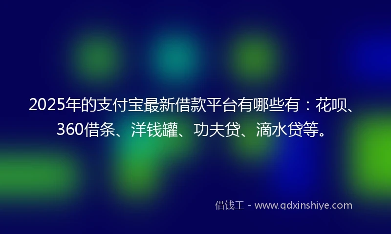 2025年的支付宝最新借款平台有哪些有：花呗、360借条、洋钱罐、功夫贷、滴水贷等。