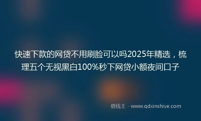 快速下款的网贷不用刷脸可以吗2025年精选，梳理五个无视黑白100%秒下网贷小额夜间口子