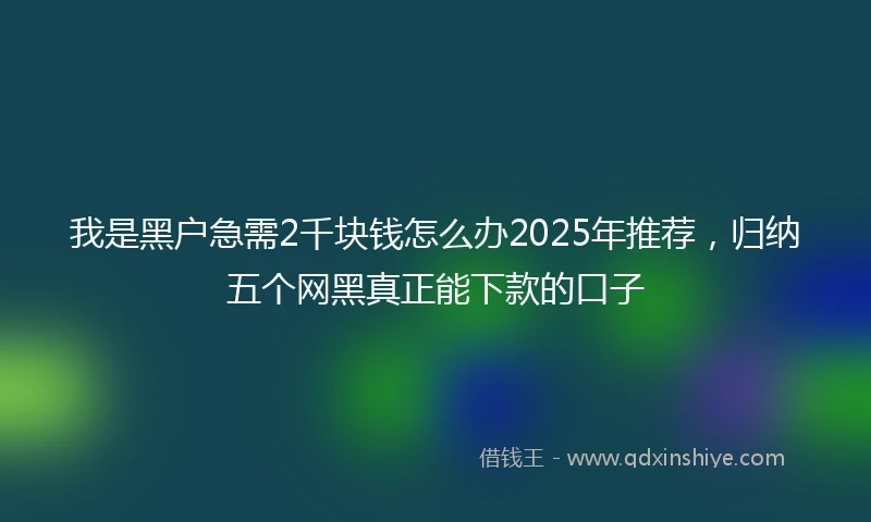 我是黑户急需2千块钱怎么办2025年推荐，归纳五个网黑真正能下款的口子