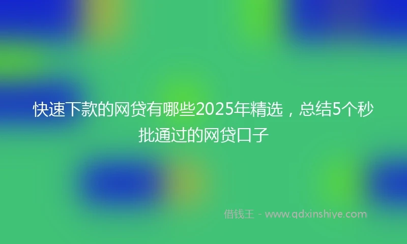 快速下款的网贷有哪些2025年精选，总结5个秒批通过的网贷口子