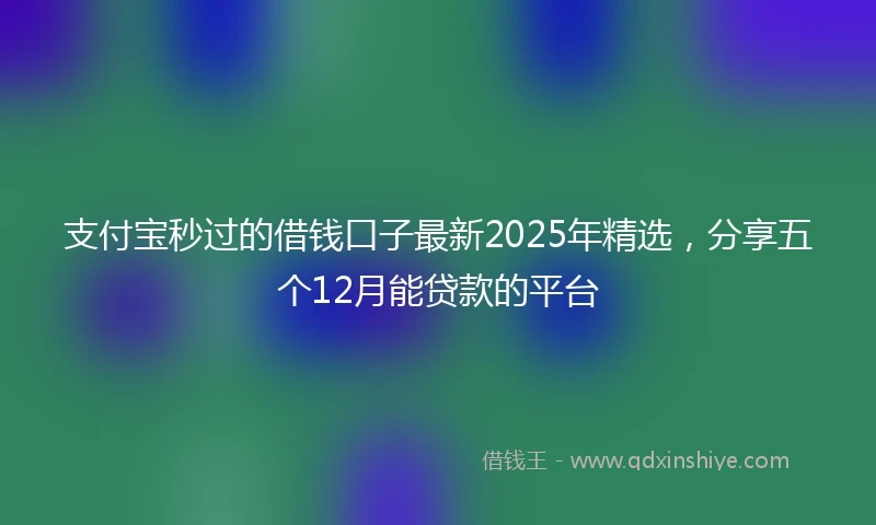 支付宝秒过的借钱口子最新2025年精选，分享五个12月能贷款的平台