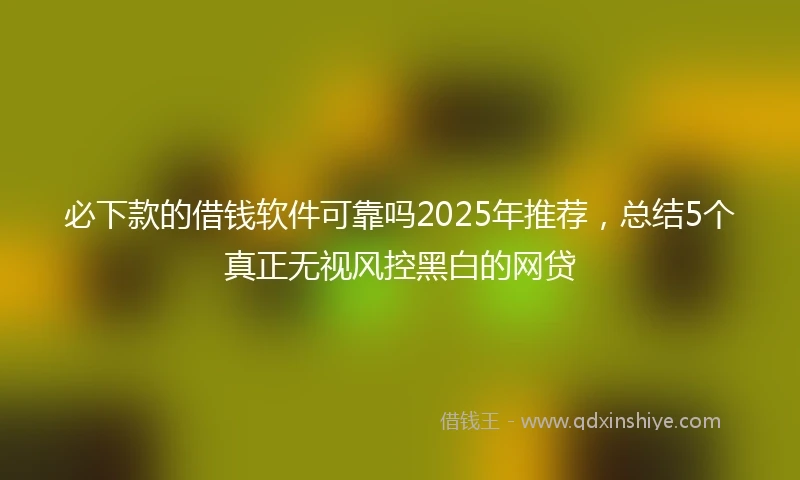 必下款的借钱软件可靠吗2025年推荐，总结5个真正无视风控黑白的网贷