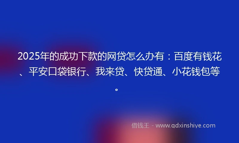 2025年的成功下款的网贷怎么办有：百度有钱花、平安口袋银行、我来贷、快贷通、小花钱包等。