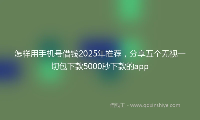 怎样用手机号借钱2025年推荐，分享五个无视一切包下款5000秒下款的app