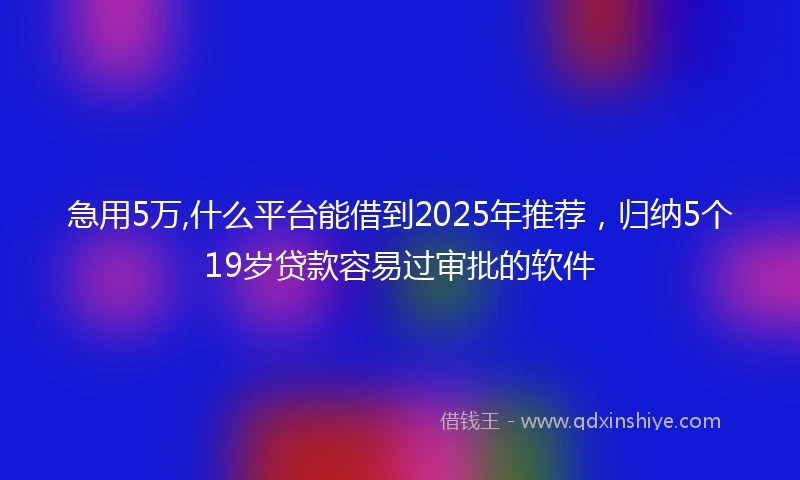 急用5万,什么平台能借到2025年推荐，归纳5个19岁贷款容易过审批的软件