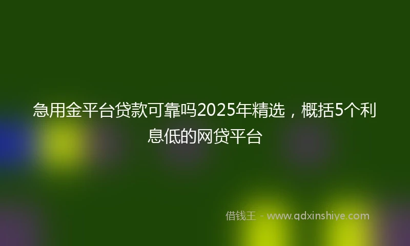 急用金平台贷款可靠吗2025年精选，概括5个利息低的网贷平台
